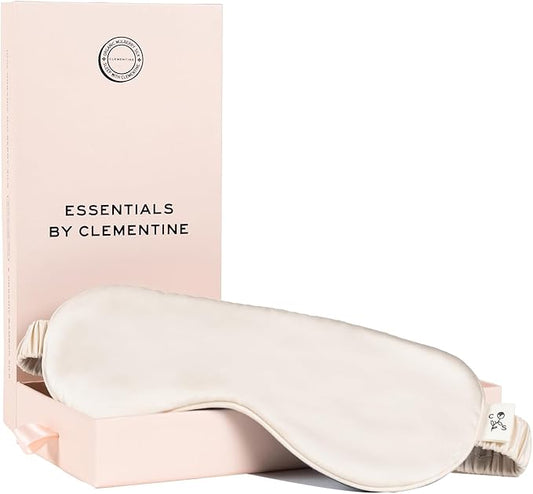 Clementine Mulberry Silk Sleep Mask | Full Blackout Contoured Eye Mask for Sleeping | Organic & Non-Toxic | Oversized Night Blindfold | Hypoallergenic & Frizz-Free Eye Cover for Deep Sleep