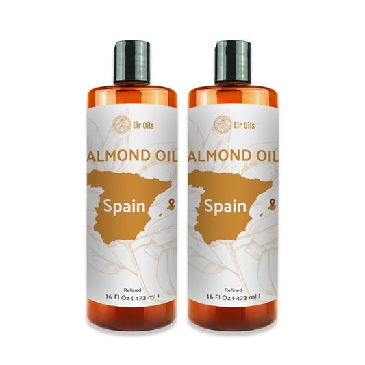 Nature Packaged Sweet Almond Oil (16 oz) - for Skin and Hair - Carrier Oil for Essential Oils Mixing - From EIR Oils' Farm in Mallorca, Spain - 2 Packs