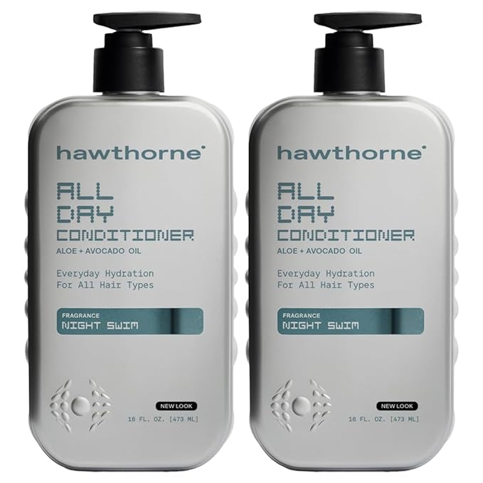 Hawthorne All Day Men's Conditioner. Sulfate Free, Paraben Free Conditioner With Argan Oil & Coconut Oil. For Stronger, Healthier Hair. Night Swim Cologne Scent. 16 fl. oz. 2-Pack.
