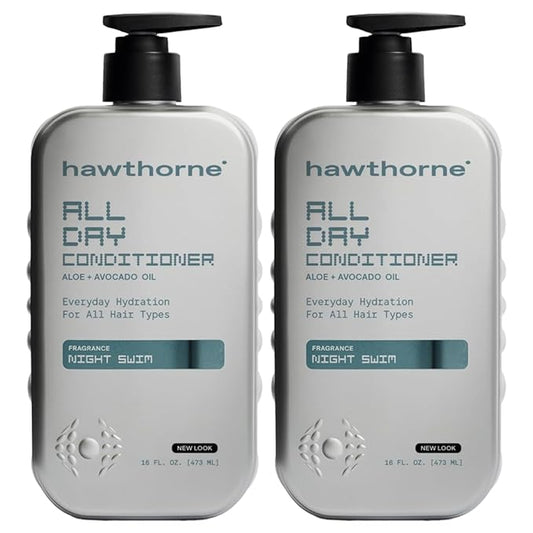 Hawthorne All Day Men's Conditioner. Sulfate Free, Paraben Free Conditioner With Argan Oil & Coconut Oil. For Stronger, Healthier Hair. Night Swim Cologne Scent. 16 fl. oz. 2-Pack.
