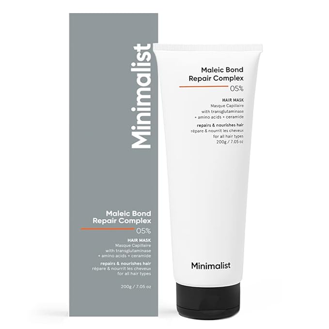 Minimalist Hair Mask for Damaged Hair & Frizzy Hair | Post Shampoo | Maleic Bond Repair Complex 5% | Transglutaminase, Amino Acids & Ceramides | For Women & Men | 7.05 Oz/200 gm