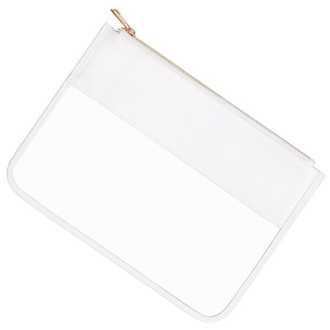 LETGO Clear Makeup Bag Pouch for Travel with Zipper,Clear Cosmetic Bag for Women Waterproof Snacks Bag Stadium Purse Toiletry Bag Bogg Bag Accessories (0-White)