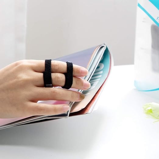 Sumifun Buddy Finger Wraps, Pack of 6 Finger Tapes for Broken, Sprained, Fractured Finger, Finger Straps for Jammed, Swollen, Dislocated Joint (Black)