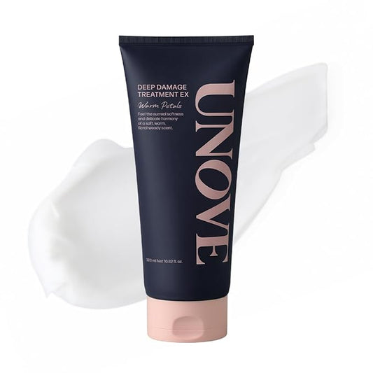UNOVE Deep Damage Treatment Ex - Protein Hair Treatment & Hair Mask for Damaged Hair | Deep Conditioning & Keratin Hair Mask for Dry, Frizzy Hair | Korean Hair Care | Warm Petal, 10.82 fl oz