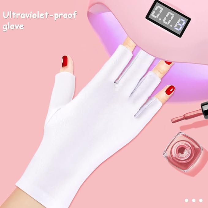 Pimoys Anti UV Gloves for Nail Lamp - UV Protection Fingerless Gloves for Gel Nail Lamp