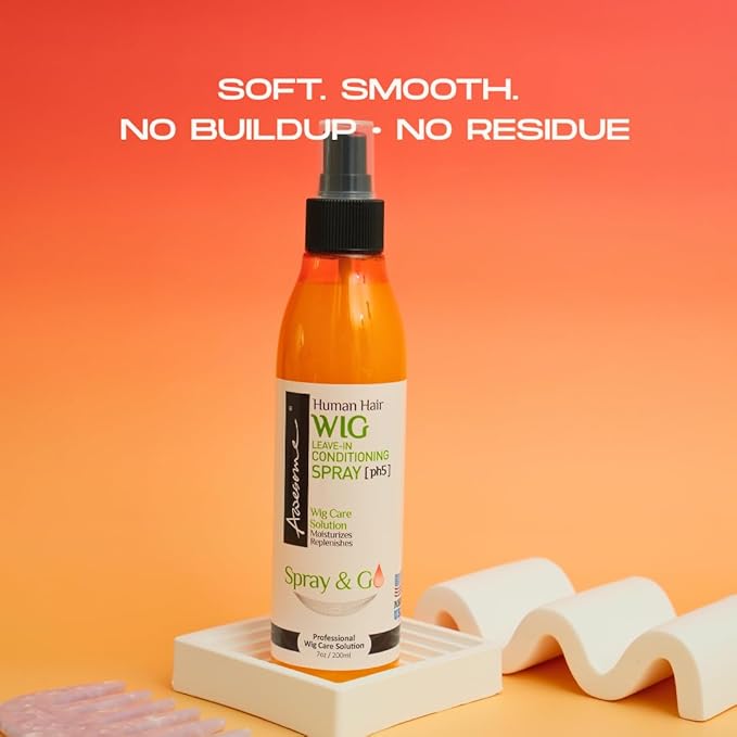 Awesome Human Hair Wig Leave in Conditioner Spray, pH5, Promotes Silkiness and Shine, Portable & Travel size 2.3 fl oz