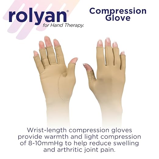 Rolyan Compression Glove, Fingerless Compression Glove for Arthritis for Men & Women, Arthritis Compression Gloves for Carpal Tunnel, Compression Glove for Swelling, Left Hand, Large, Open Finger