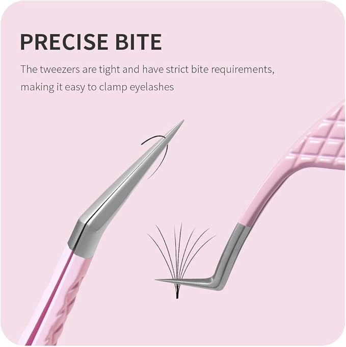 Eyelash Extension Tweezers,Fiber Tip Grip Boot Volume Lash Tweezers,Professional Pointed Lash Extension Tweezers for Easy Lash Application and Removal(4Pcs-F01/02/06/09)