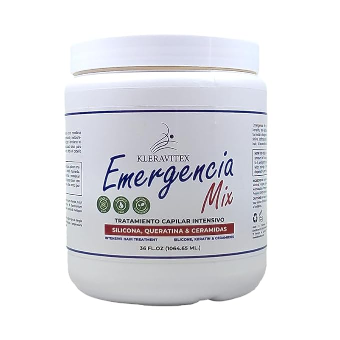 Emergencia Mix Intensive Mask with Silicone, Keratin, and Ceramides for Deep and Restorative Repair, Revitalize and Strengthen Damaged Hair, Providing Shine and Softness (36 OZ)
