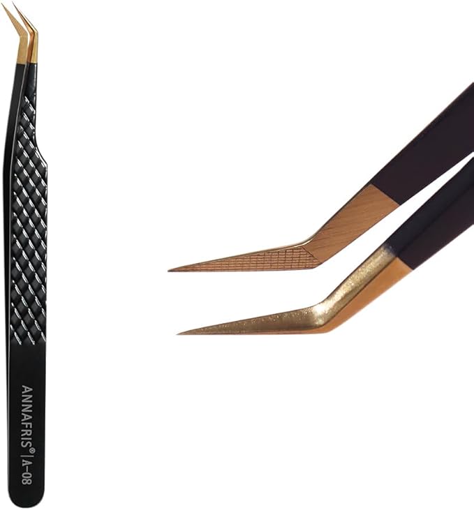 Lash Tweezers for Eyelash Extensions,Precision Fiber Tip for Volume Eyelash Extensions,Lash Extension Tweezers for Easy Application and Removal-A08