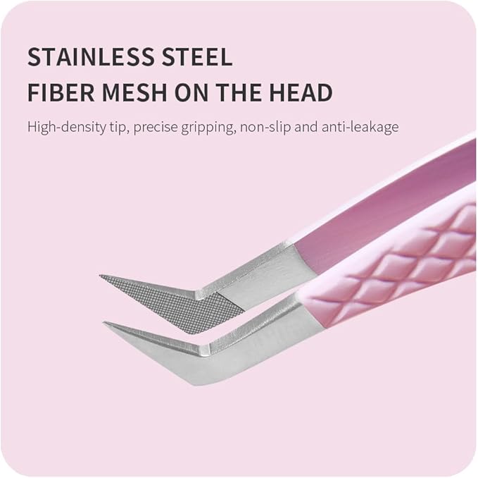 Eyelash Extension Tweezers,Fiber Tip Grip Boot Volume Lash Tweezers,Professional Pointed Lash Extension Tweezers for Easy Lash Application and Removal(2Pcs-F02/05)