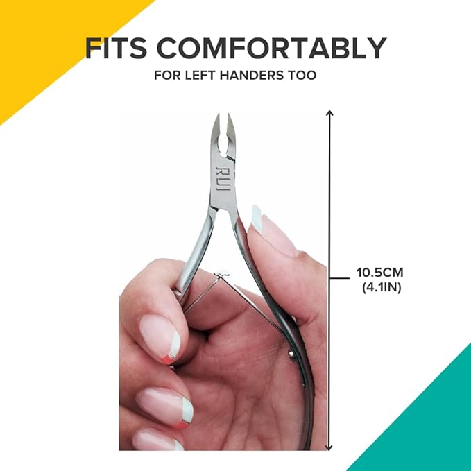 Rui Smiths Professional Cuticle Nippers | Precision Surgical-Grade Stainless Steel Cuticle Trimmer, French Handle, Double Spring, 6mm Jaw (Full Jaw)