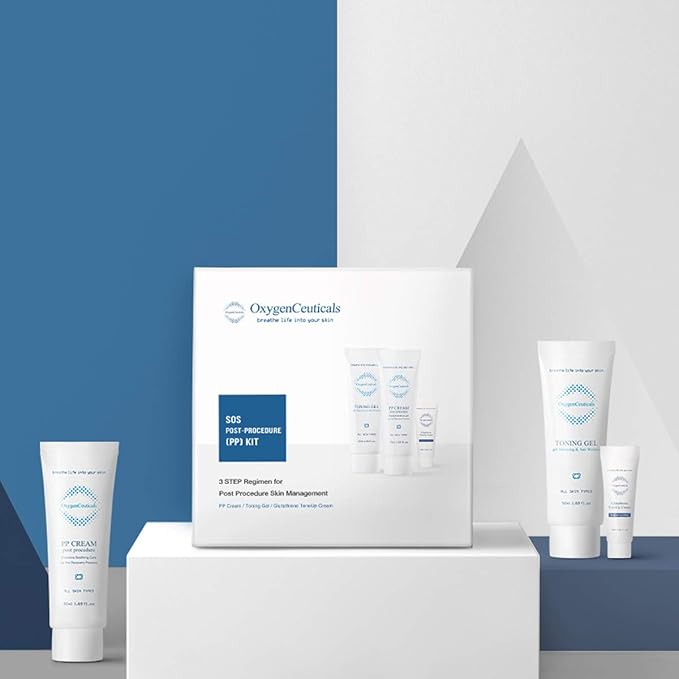 OxygenCeuticals Post Procedure Skin Care, SOS PP Kit, Post Laser Restorative Gel + Serum + Cream, Designed to Moisturize, Soothe and Repair Skin After Lasers, Microneedling, Chemical Peels, Plastic Su