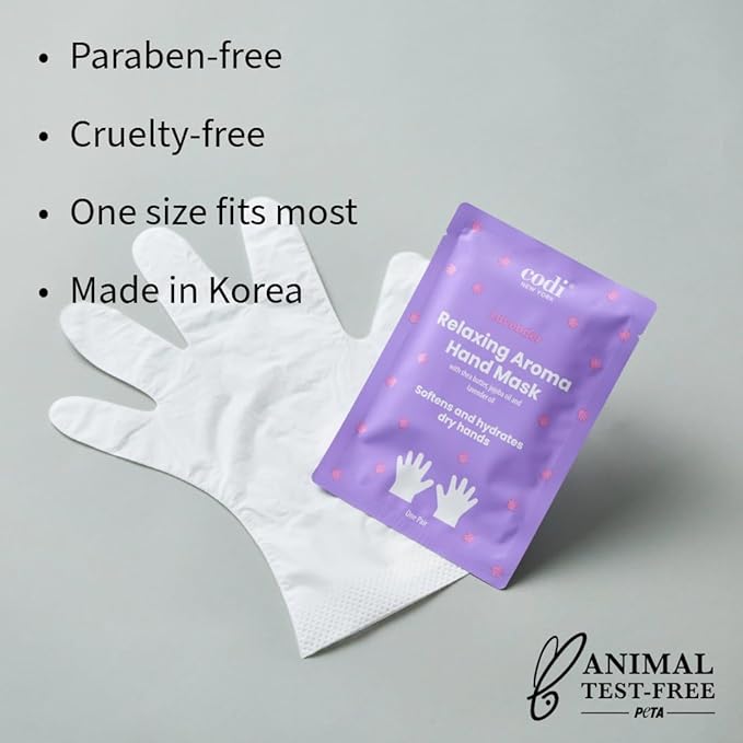 Relaxing Aroma Hand Mask 6 Pairs | Natural Scent | Soothes & Hydrates Dry Hands | Hydrating Hand Treatment for Rough Skin & Dry Cuticles | Korean Skincare (Peppermint + Lavender)