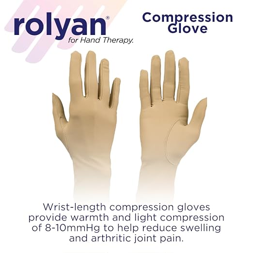 Rolyan Compression Glove, Compression Glove for Arthritis for Men & Women, Arthritis Compression Gloves for Carpal Tunnel, Compression Glove for Swelling, Right Hand, Large, Closed Finger