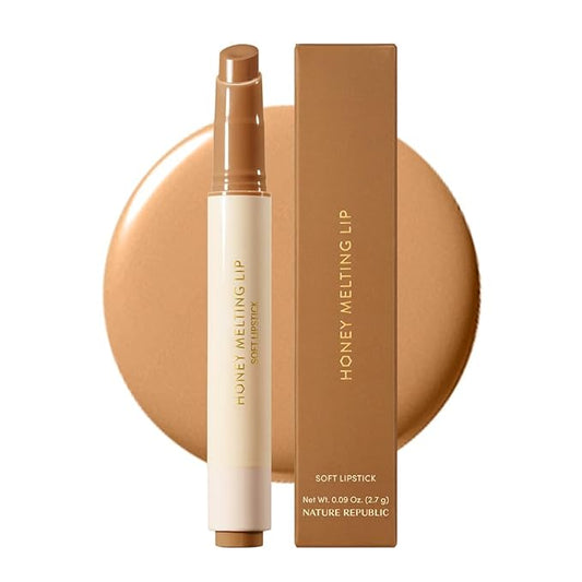 Nature Republic HONEY MELTING LIP (00 CHAI MILK TEA) SOFT LIP STICK Hydrating Gloss, Moisturizing balms, Sheer tint, Shine & Nude, Glowy Finish, korean make up