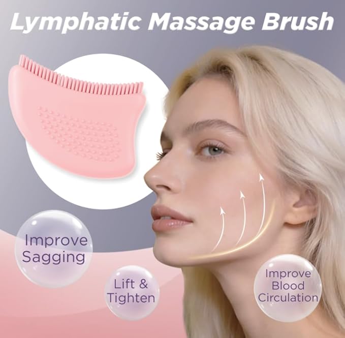 Silicone Face Lymphatic Brush – Ultra Soft Drainage Tool for Puffiness & Contour, Gentle for Daily Use & Sensitive Skin Friendly (1)