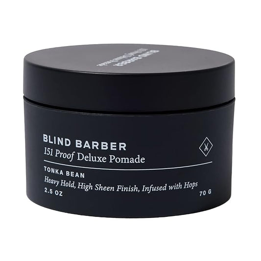 Blind Barber 151 Proof Deluxe Hair Pomade for Men - Water Based Pomade with Hops & Tonka Bean - Heavy Hold & High Shine Finish - Free of Parabens and Sulfates (2.5 oz)