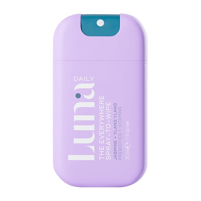 Luna Daily Mini Body Cleansing Spray | Instant Cleansing & Hydration for Feminine & Body Care | pH-Balanced & Moisturizing | Fresh Jasmine & Ylang Ylang Scent | Odor Control & Pregnancy-Safe, 30ml