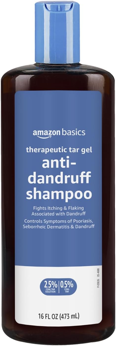 Amazon Basics Therapeutic Plus Coal Tar Anti-Dandruff Shampoo 0.5%, 16 Fl Oz, Pack of 1