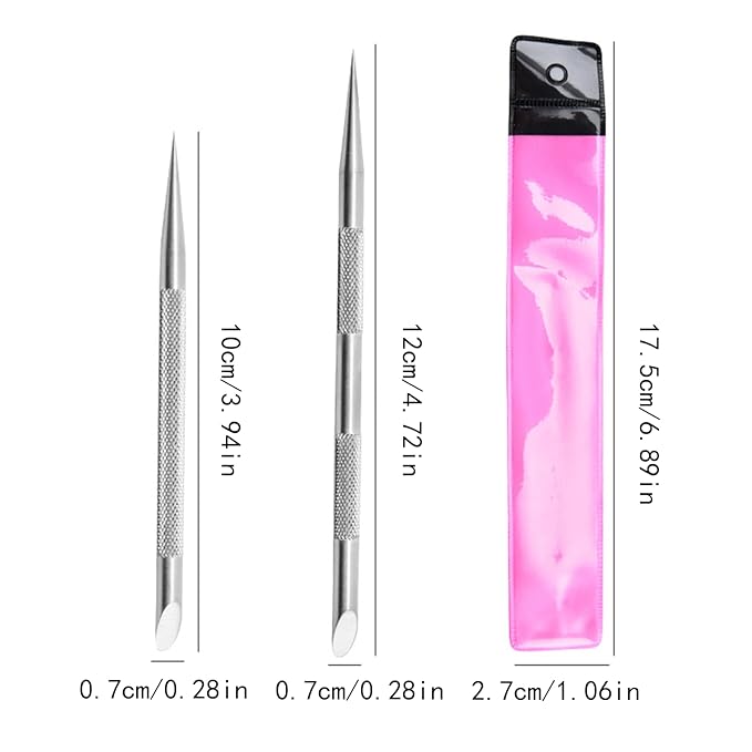 4 Pcs Nail Cleaning Cuticle Stick， Stainless Steel Cuticle Pusher Tool， Remover Dead Skin Polish Peeler Cutter，Professional Pedicure Nail Art Care Portable Nails Cleaner for Fingernails Manicure