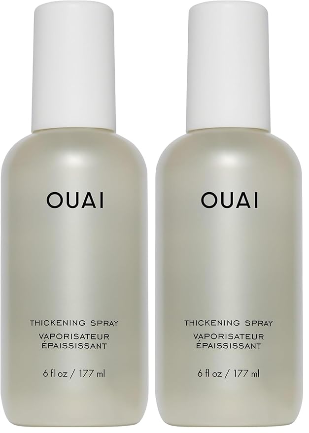 OUAI Hair Thickening Spray - Thickening & Volumizing Spray for Instantly Thicker, Fuller-Looking Hair - Protects, Strengthens & Repairs with Amaranth Peptide & Amino Acids (6 Fl Oz) (Pack of 2)
