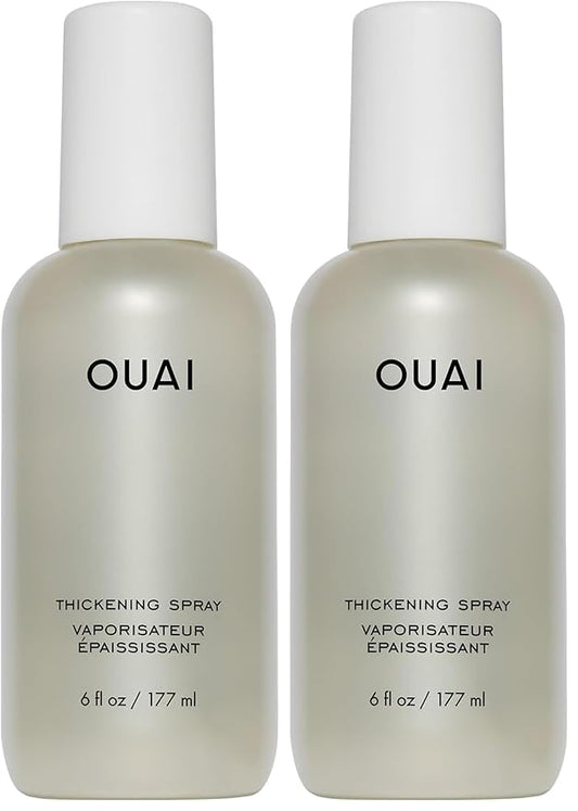 OUAI Hair Thickening Spray - Thickening & Volumizing Spray for Instantly Thicker, Fuller-Looking Hair - Protects, Strengthens & Repairs with Amaranth Peptide & Amino Acids (6 Fl Oz) (Pack of 2)