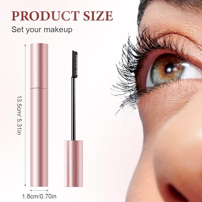 Waterproof and Non-Smudging Mascara, Lengthening and Curling Long-lasting Mascara for Fine Short Lash Women, Slim Brush Length Volumizing Curling Eyelash Lashes Mascaras for Lash Makeup (Black+Brown)