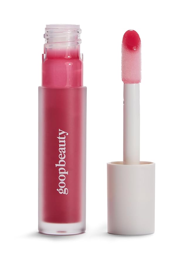 goop Beauty Hydra-Barrier Gel Gloss | Hydrating Lip Gloss to Moisturize & Plump Lips | Hyaluronic Acid & Vitamin E | Tulip - Sheer Hot Pink | 0.13 oz