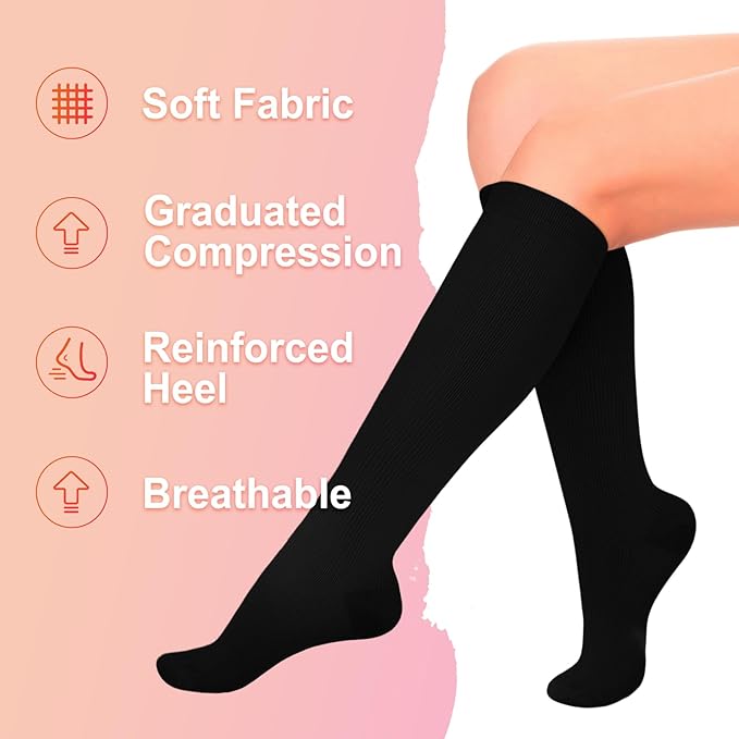 Iseasoo 4 Pairs Compression Socks for Women Circulation-Best Support for Nurses,Running,Athletic,Travel
