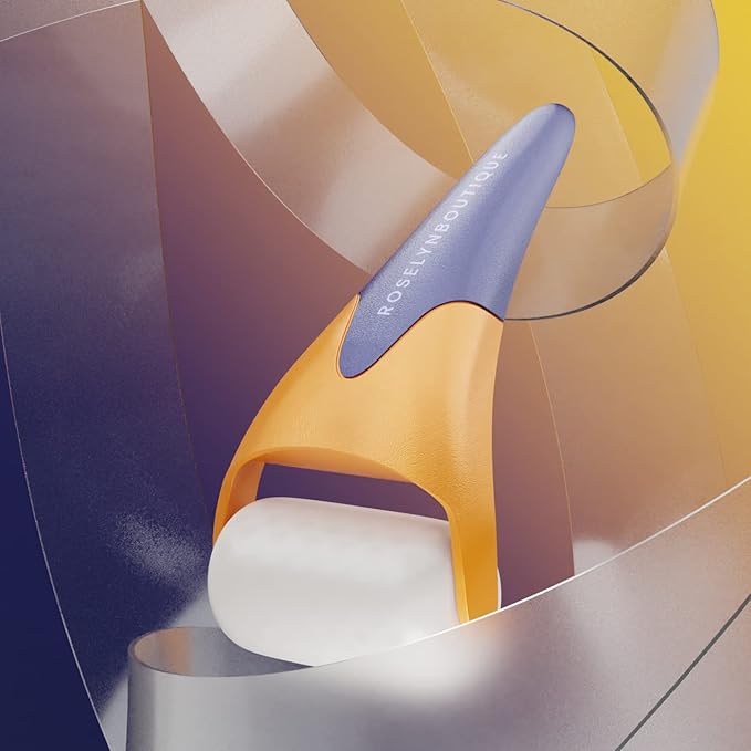 ROSELYNBOUTIQUE Ice Roller for Face &Gua Sha Facial Tools - Fine Lines Puffiness Facial Massager Skin Care Tools Self Care Gifts for Men Women (Orange Blue)