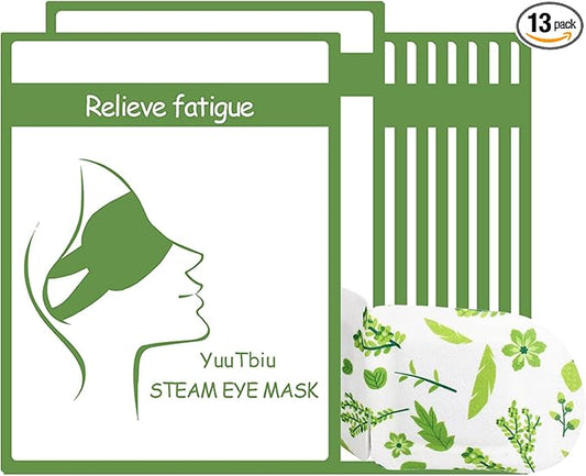 Heated Eye Mask, 13 Packs Disposable Steam Eye Masks for Dry Eyes & Puffy Eyes Relief, Self-Heating Warm Compress for Night Use, Airplane Travel, Eye Strain and Sinus Pressure, Spa at Home