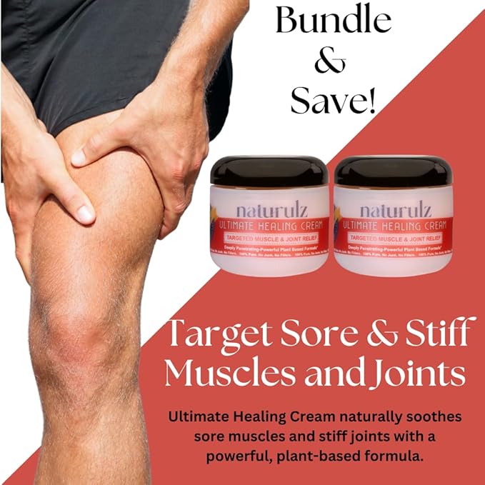 Naturulz Ultimate Healing Cream 4oz Bundle & Save – Plant-Based Topical for Daily Relief of Soreness, Stiffness & Discomfort in Back, Shoulder, Knee, Neck & Foot, Lightweight, Clean Ingredients