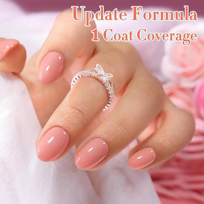 Double Rhythm 0.5 Oz Gel Nail Polish Neutral Natural Same Color Same Bottle Translucent Light Milky Pastel 15ML Manicure French Design Art DIY at Home (Nude Peach-A1516)