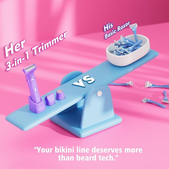 Electric Shaver for Women - Cordless Dermave Bikini Trimmer for Lady's Beauty, Painless Facial Hair Removal Device with Low Noise, Detachable Head, Fast Charging, 2025 Beach Vacation Essentials