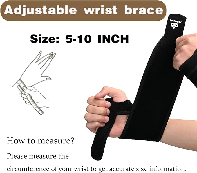 INDEEMAX 2 Pack Copper Wrist Brace Support for Carpal Tunnel, Pain Relief, Arthritis, Tendonitis, Adjustable Wrist Braces Compression Wraps Both Hands, Fit for Men and Women (Black-New)