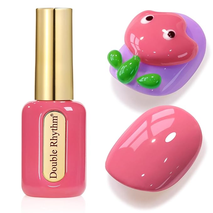 Double Rhythm 0.50 OZ Gel Polish Hema Free Same Color Same Bottle Golden Round Translucent Neutral Natural Milky 15 ML Jelly UV Polish Art DIY at Home (Pink Rose-C1473)