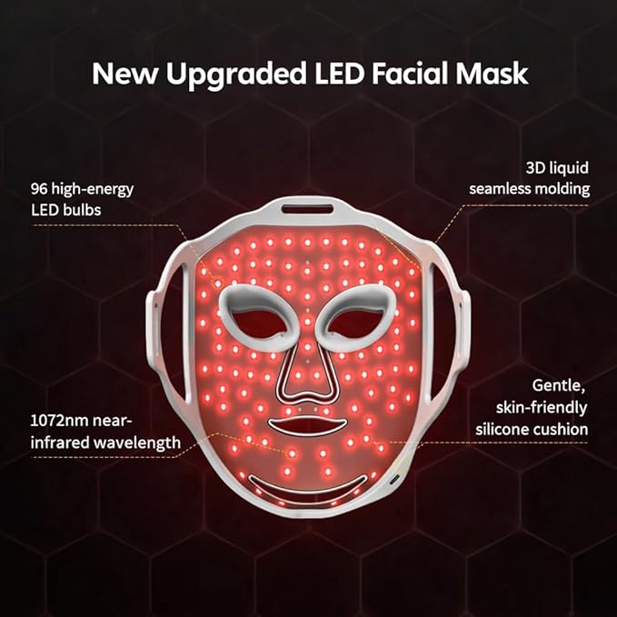 G17 LED Light Therapy Mask FSA Eligible Acne Treatment, Red Light Therapy for Face with Red, Blue, and Near Infrared Lights – Adjustable Brightness & Timer – Flexible LED Mask for Face