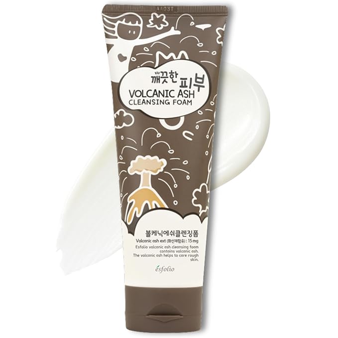 esfolio Volcanic Ash Cleansing Foam – Deep Pore Cleanser for Oily & Acne-Prone Skin – Hydrating Facial Wash with & Natural Ingredients – Gentle Foaming Cleanser for Sensitive Skin (5.29oz -150g)