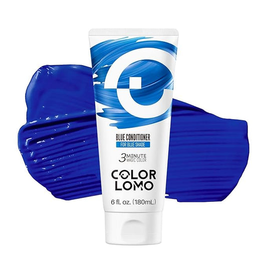 COLORLOMO Semi Permanent Hair Color - 6 oz Color Depositing Conditioner with Shea Butter & Almond Oil- Color Conditioner Depositing Hair Mask - Vegan, Paraben, Ammonia & Sulfate Free -Blue