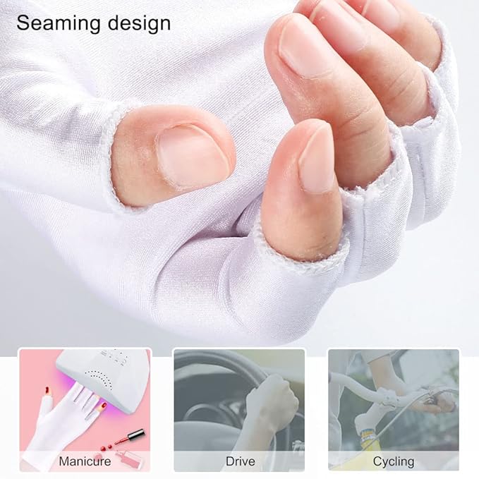 Pimoys Anti UV Gloves for Nail Lamp - UV Protection Fingerless Gloves for Gel Nail Lamp