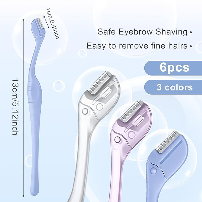 6 Pcs Eyebrow Razor for Women, Mini Eyebrow Razor Trimmer Small Face Razors Lip Hair Remover with Precision Cover Face Razors Eyebrows Shaver Shaving Removal Tool for Women Makeup FaceCare Tool