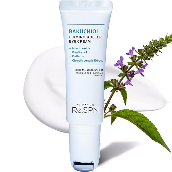 Re.SPN Bakuchiol Firming Eye Cream with Cooling Metal Roller – Clinically Proven Moisturizing Eye Cream for Puffiness, Wrinkles & Dark Circles | Vegan, Fragrance-Free, Korean Skincare (0.67 fl oz)