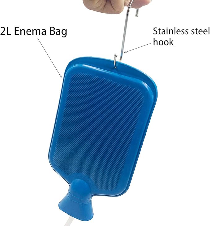 Enema Kit – 2L Enema Bag– 5.0ft. Long Silicone Hose – 5 Multi-Size Reusable Tips – Controlled Water Flow – for Colon Detox Cleanse Enemas