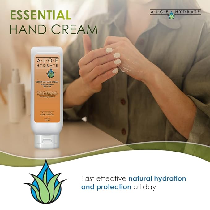 Essential Hand Cream, Working Hands to Repair, Soften & Smooth Dry Hands & Feet, Cuticles & Cracked Skin. Non-Greasy Hand Lotion: Aloe, Oatmeal, Ceramide, Hyaluronic acid, Jojoba Oil, Squalane Oil