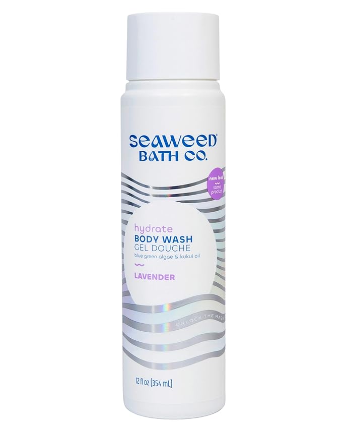 Seaweed Bath Co. Hydrate Body Wash - Lavender - Hydrating Foaming Cleanser with Soothing Natural Ingredients - Vegan, Paraben and Sulfate Free Shower Gel for Men and Women - 12 oz