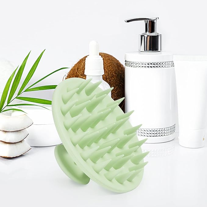 Silicone Scalp Massager Shampoo Brush, Scalp Scrubber for Hair Growth (Grass Green)