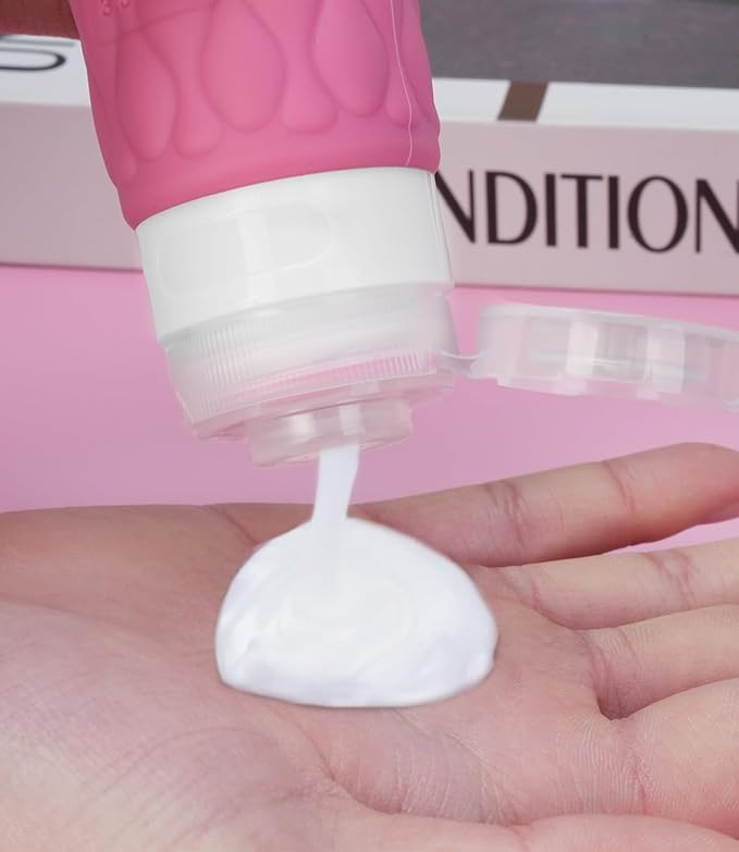 100 ml Silicone Travel Bottles for Toiletries with Labels/Clear Bag, Holiday Travel Essentials Leakproof Refillable Squeeze Travel Size Containers Set for Shampoo and Conditioner