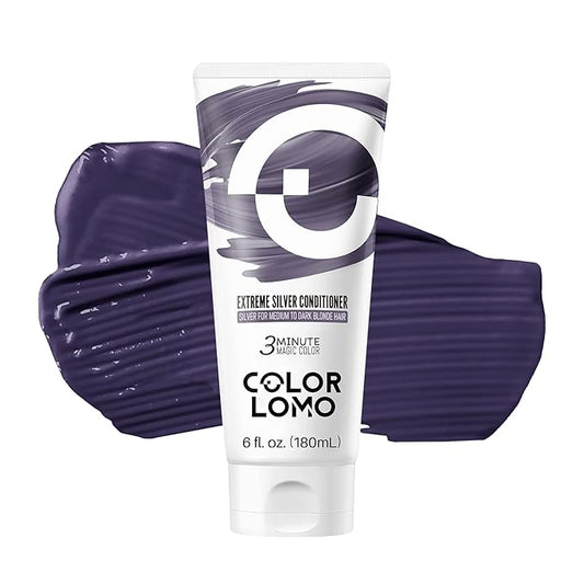 COLORLOMO Semi Permanent Hair Color - 6 oz Color Depositing Conditioner with Shea Butter & Almond Oil- Color Conditioner Depositing Hair Mask - Vegan, Paraben, Ammonia & Sulfate Free -Extreme Silver