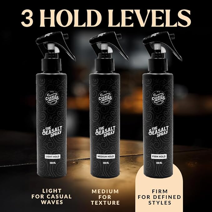 Charlemagne Sea Salt Hair Spray - 6.76 Fl Oz, Pack of 1, Mediterranean Breeze - Firm Hold Sea Salt Spray for Men - Heat Protection - Matte Finish Beach Hair